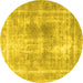 Round Persian Yellow Traditional Rug, tr3668yw