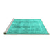 Sideview of Machine Washable Persian Turquoise Traditional Area Rugs, wshtr3668turq