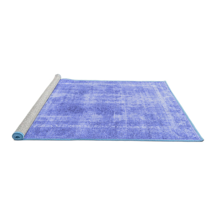 Sideview of Machine Washable Persian Blue Traditional Rug, wshtr3668blu