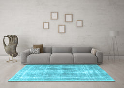 Machine Washable Persian Light Blue Traditional Rug in a Living Room, wshtr3668lblu