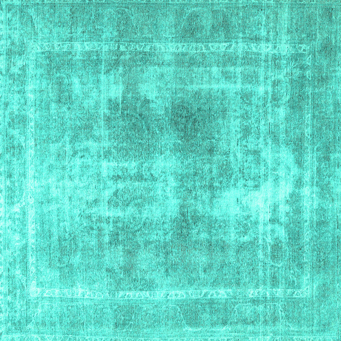 Square Machine Washable Persian Turquoise Traditional Area Rugs, wshtr3668turq