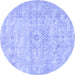 Round Persian Blue Traditional Rug, tr3669blu