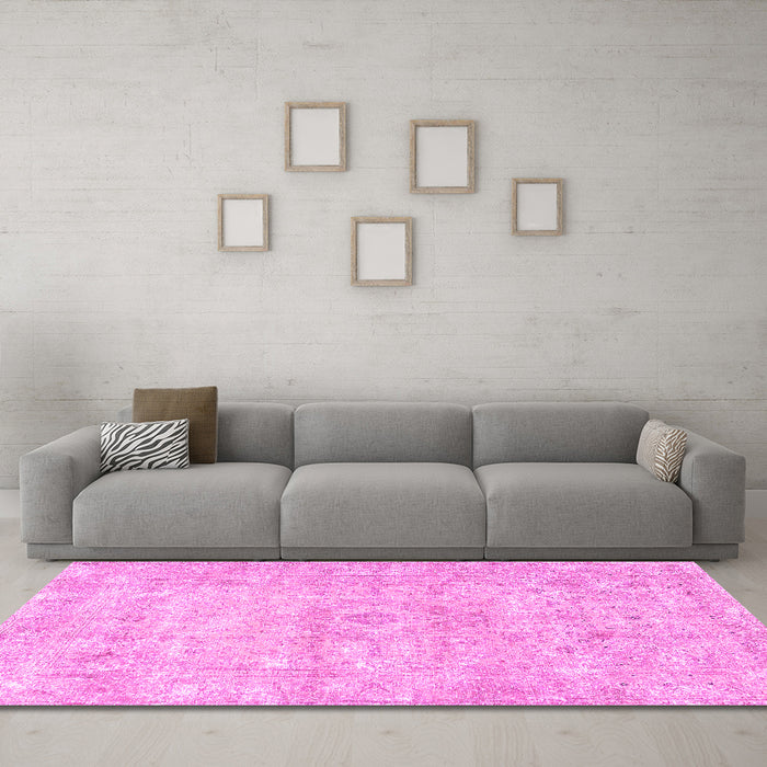 Machine Washable Persian Pink Traditional Rug in a Living Room, wshtr3669pnk