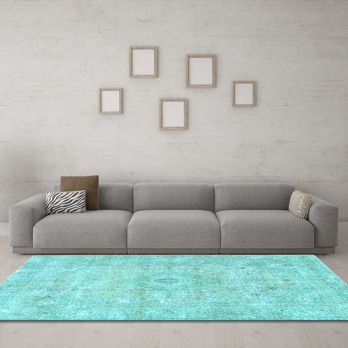 Machine Washable Persian Light Blue Traditional Rug in a Living Room, wshtr3669lblu