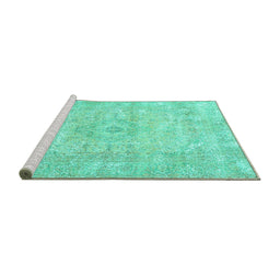 Sideview of Machine Washable Persian Turquoise Traditional Area Rugs, wshtr3669turq