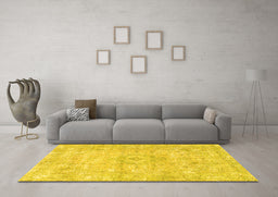 Machine Washable Persian Yellow Traditional Rug in a Living Room, wshtr3669yw