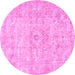 Round Persian Pink Traditional Rug, tr3669pnk