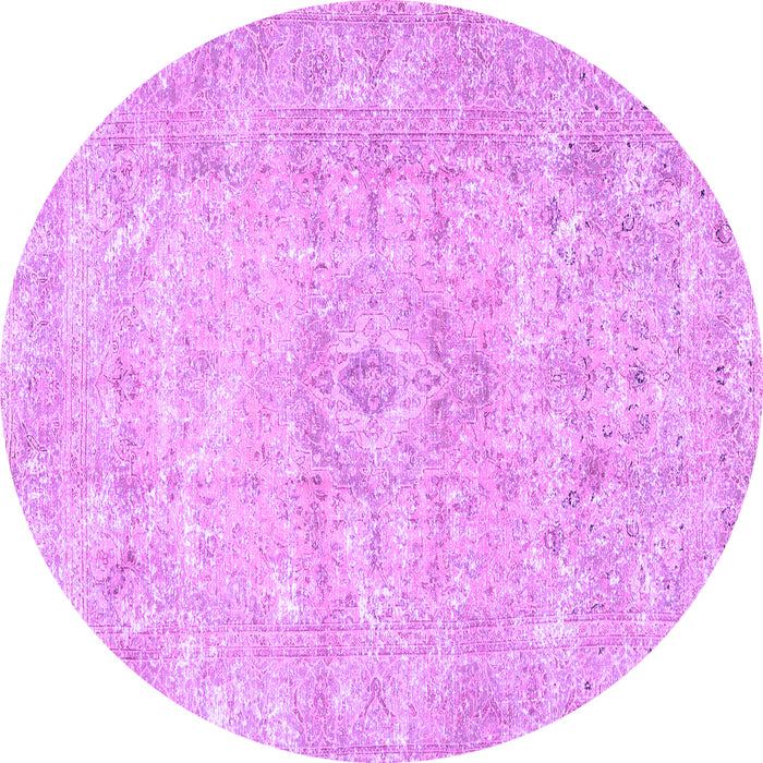 Round Persian Purple Traditional Rug, tr3669pur