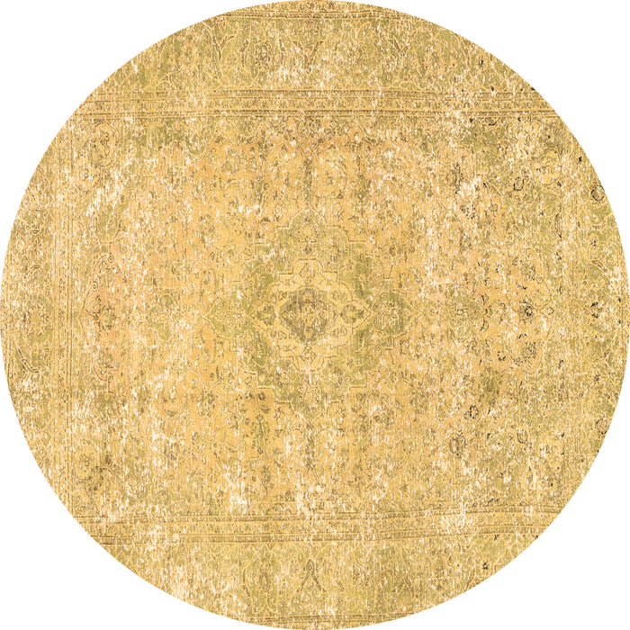 Round Persian Brown Traditional Rug, tr3669brn