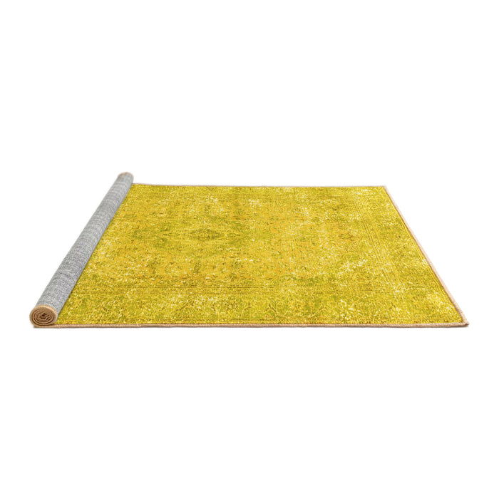 Sideview of Machine Washable Persian Yellow Traditional Rug, wshtr3669yw