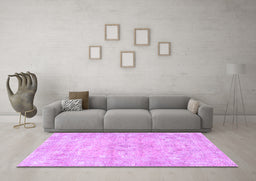Machine Washable Persian Purple Traditional Area Rugs in a Living Room, wshtr3669pur