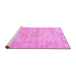 Sideview of Machine Washable Persian Pink Traditional Rug, wshtr3669pnk