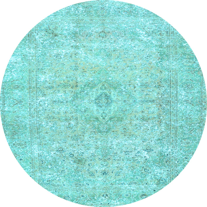 Round Persian Light Blue Traditional Rug, tr3669lblu