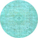 Round Persian Light Blue Traditional Rug, tr3669lblu