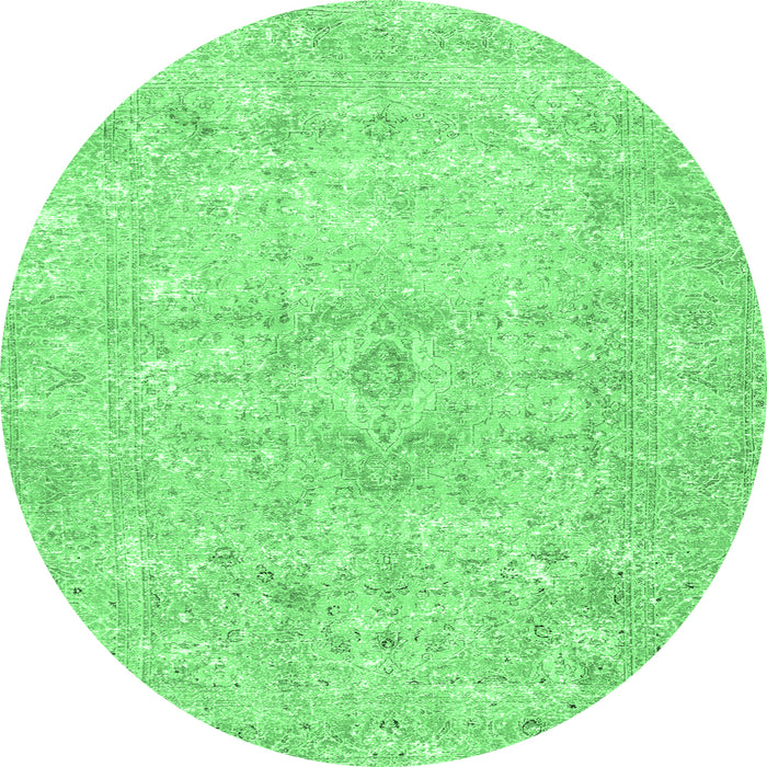 Round Persian Emerald Green Traditional Rug, tr3669emgrn