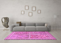 Machine Washable Persian Pink Traditional Rug, wshtr366pnk