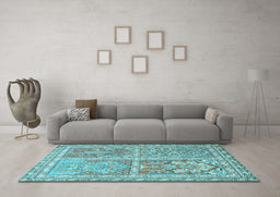 Machine Washable Persian Light Blue Traditional Rug in a Living Room, wshtr366lblu