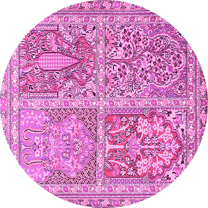 Round Machine Washable Persian Pink Traditional Rug, wshtr366pnk