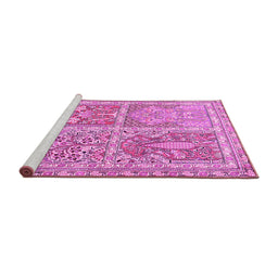 Sideview of Machine Washable Persian Pink Traditional Rug, wshtr366pnk