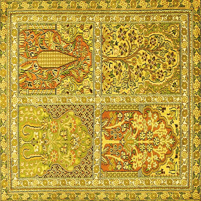 Square Machine Washable Persian Yellow Traditional Rug, wshtr366yw