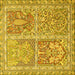 Square Machine Washable Persian Yellow Traditional Rug, wshtr366yw