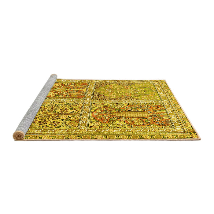 Sideview of Machine Washable Persian Yellow Traditional Rug, wshtr366yw