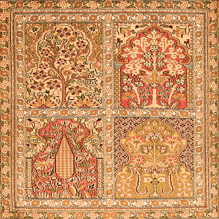 Round Machine Washable Persian Orange Traditional Area Rugs, wshtr366org