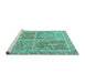 Sideview of Machine Washable Persian Turquoise Traditional Area Rugs, wshtr366turq