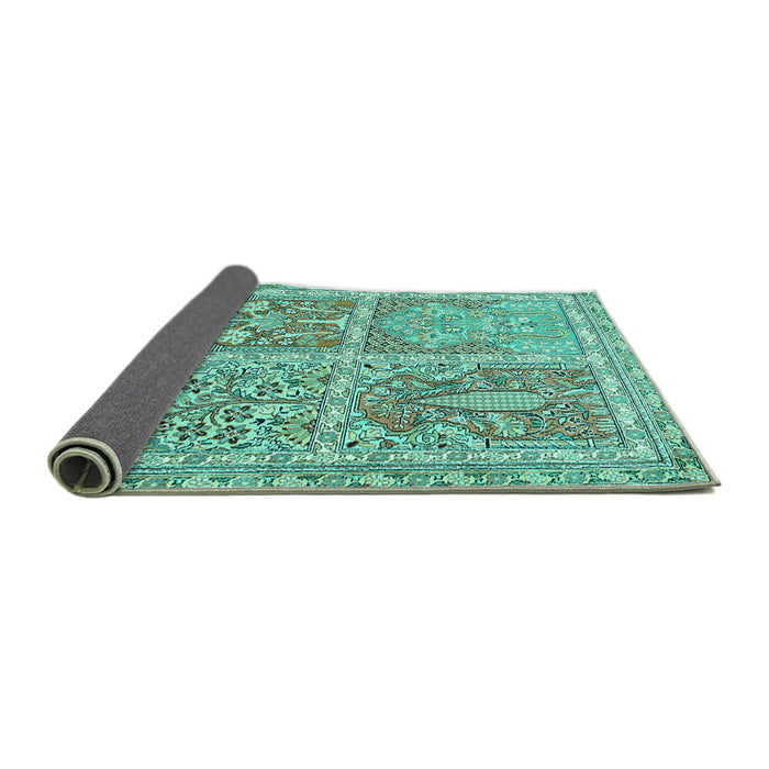 Sideview of Persian Turquoise Traditional Rug, tr366turq