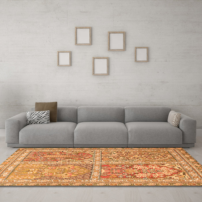 Machine Washable Persian Orange Traditional Area Rugs in a Living Room, wshtr366org