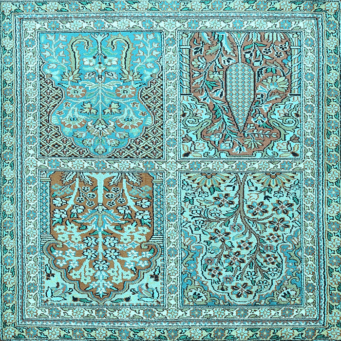 Square Machine Washable Persian Light Blue Traditional Rug, wshtr366lblu