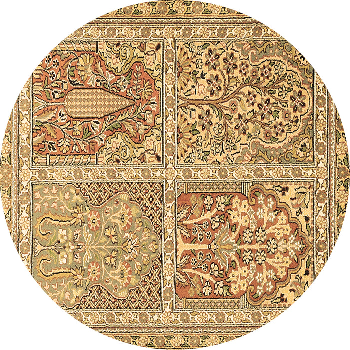 Round Machine Washable Persian Brown Traditional Rug, wshtr366brn