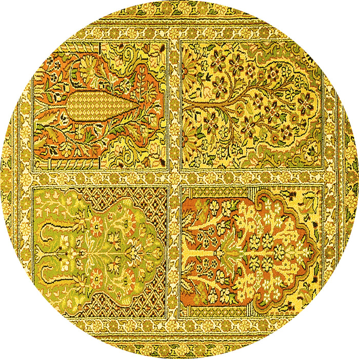 Round Persian Yellow Traditional Rug, tr366yw