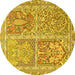 Round Persian Yellow Traditional Rug, tr366yw