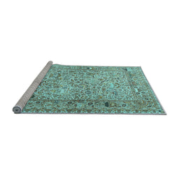 Sideview of Machine Washable Persian Light Blue Traditional Rug, wshtr3670lblu