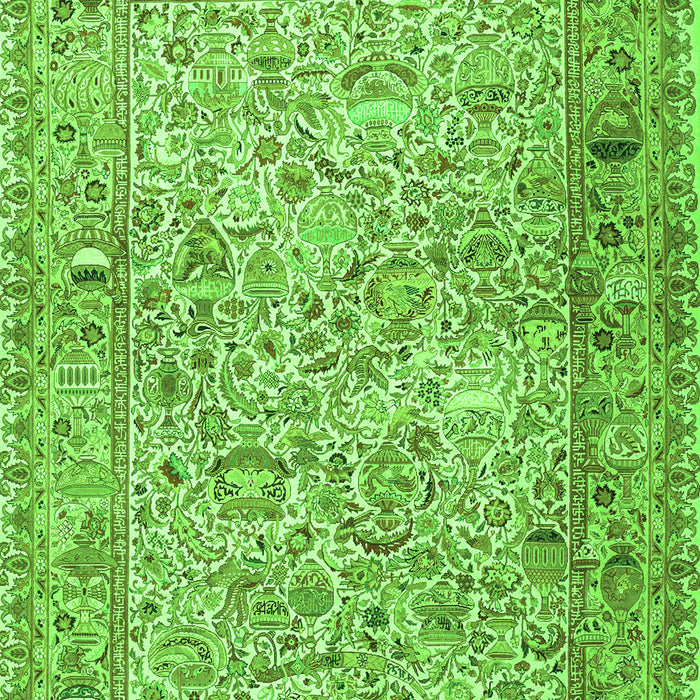 Serging Thickness of Machine Washable Persian Green Traditional Area Rugs, wshtr3670grn