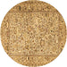 Round Persian Brown Traditional Rug, tr3670brn