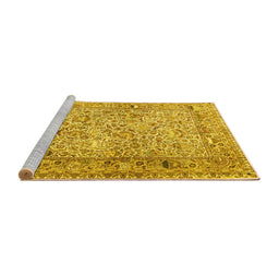 Sideview of Machine Washable Persian Yellow Traditional Rug, wshtr3670yw