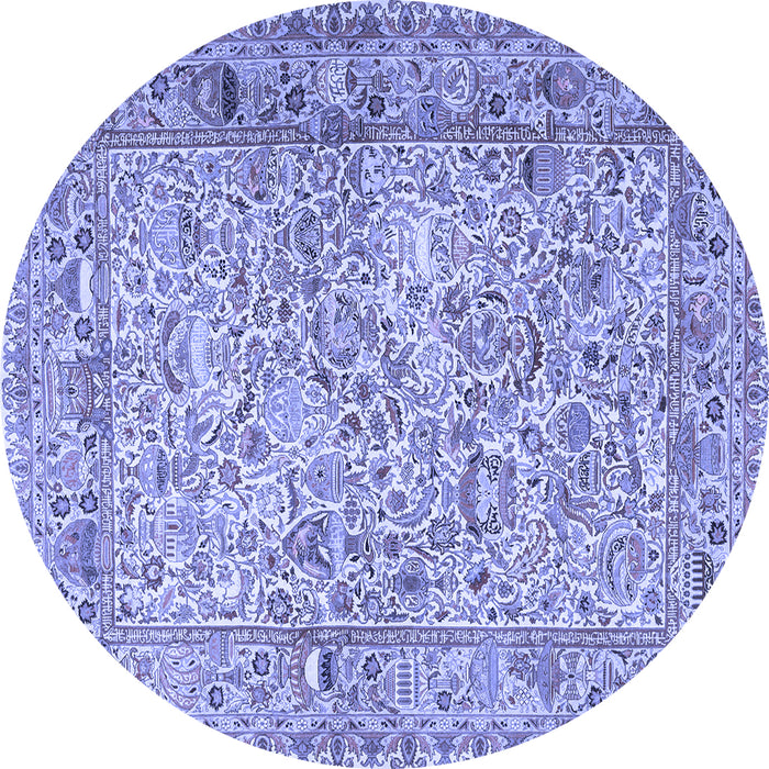 Round Persian Blue Traditional Rug, tr3670blu
