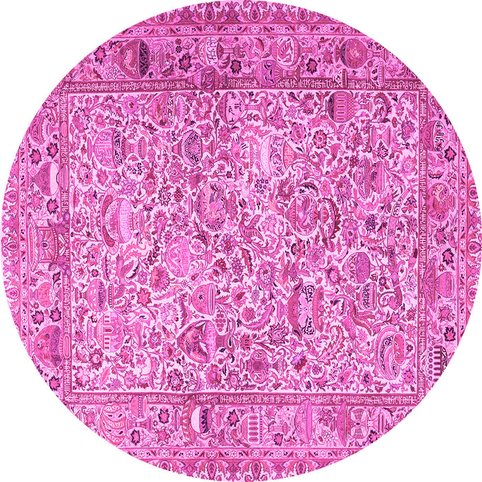Round Persian Pink Traditional Rug, tr3670pnk