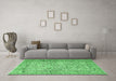 Machine Washable Persian Emerald Green Traditional Area Rugs in a Living Room,, wshtr3670emgrn