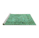 Sideview of Machine Washable Persian Turquoise Traditional Area Rugs, wshtr3670turq