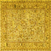 Square Machine Washable Persian Yellow Traditional Rug, wshtr3670yw