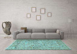 Machine Washable Persian Light Blue Traditional Rug in a Living Room, wshtr3670lblu