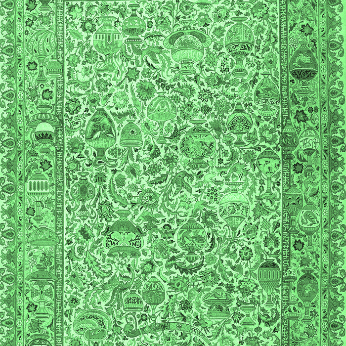 Machine Washable Persian Emerald Green Traditional Area Rugs, wshtr3670emgrn