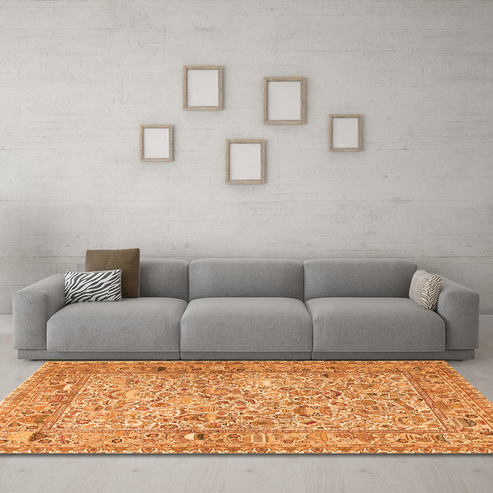 Machine Washable Persian Orange Traditional Area Rugs in a Living Room, wshtr3670org