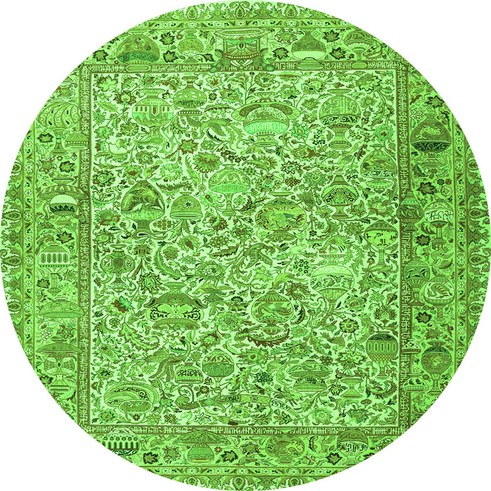 Square Persian Green Traditional Rug, tr3670grn