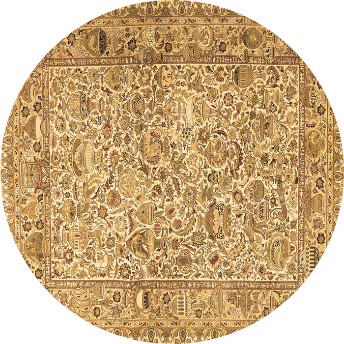 Round Machine Washable Persian Brown Traditional Rug, wshtr3670brn