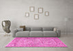 Machine Washable Persian Pink Traditional Rug in a Living Room, wshtr3670pnk