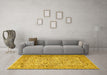 Machine Washable Persian Yellow Traditional Rug in a Living Room, wshtr3670yw